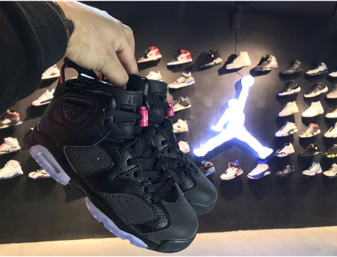 Women GRADE SCHOOL Nike Air Jordan 6 VI Retro 3m Anthracite Black-Hyper Pink Shoes